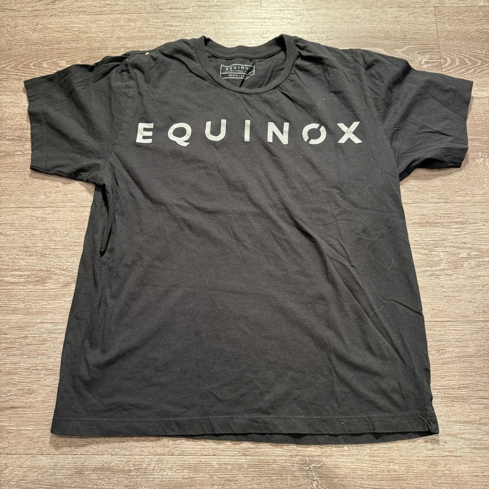 Equinox Shirt Mens Large Black Logo Spellout Train Short‎ Sleeve Crew Neck Adult